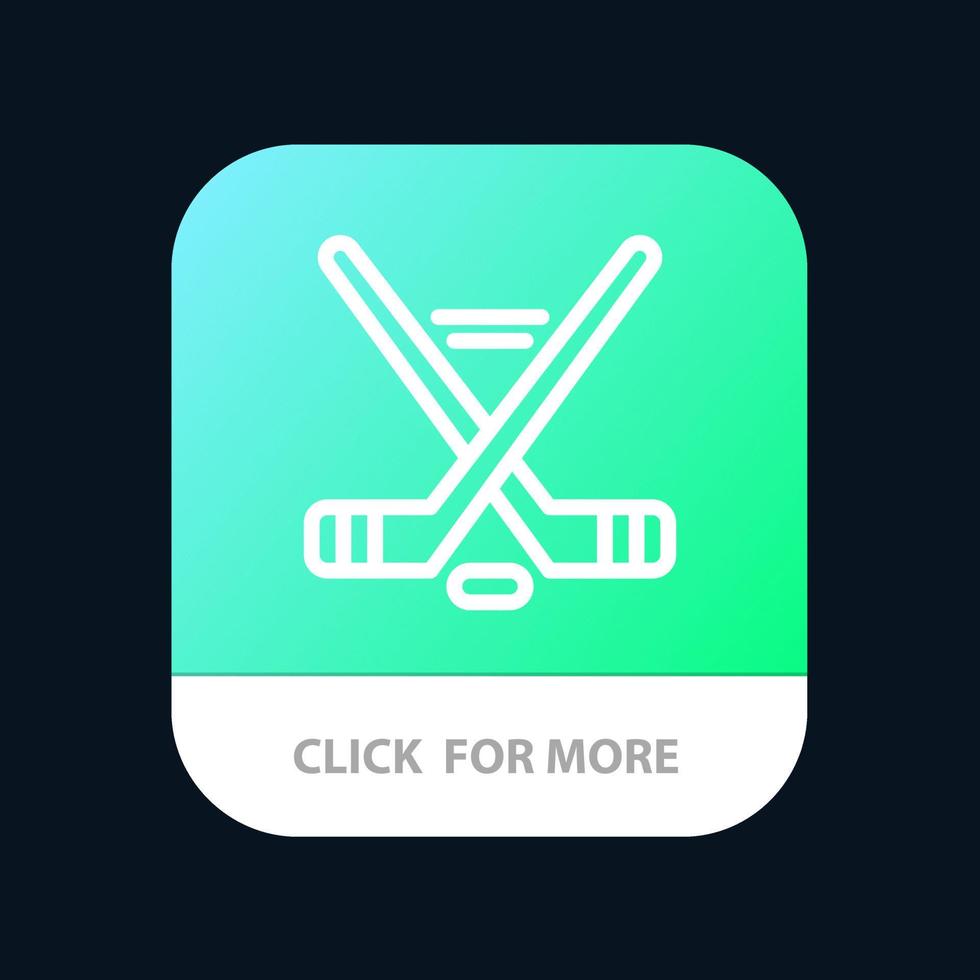 Hokey Ice Sport Sport American Mobile App Button Android- und iOS-Line-Version vektor