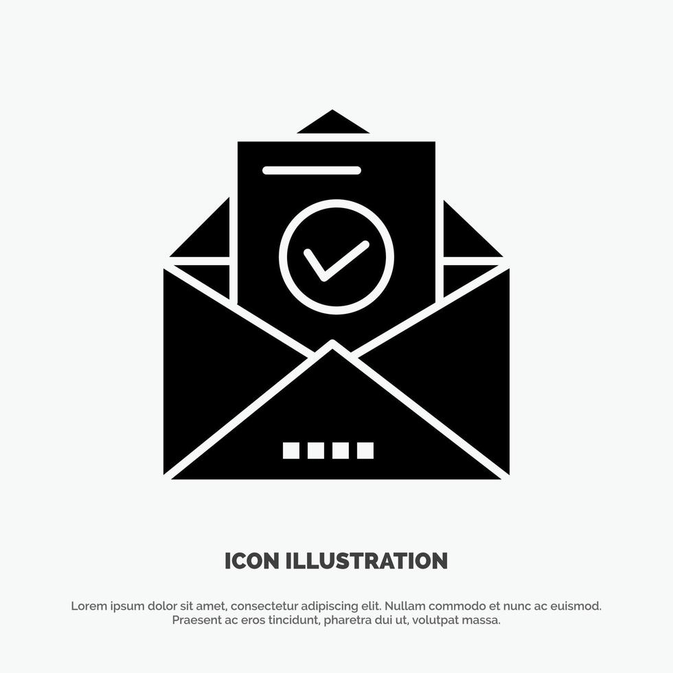Mail-E-Mail-Umschlag Bildung solides schwarzes Glyphen-Symbol vektor