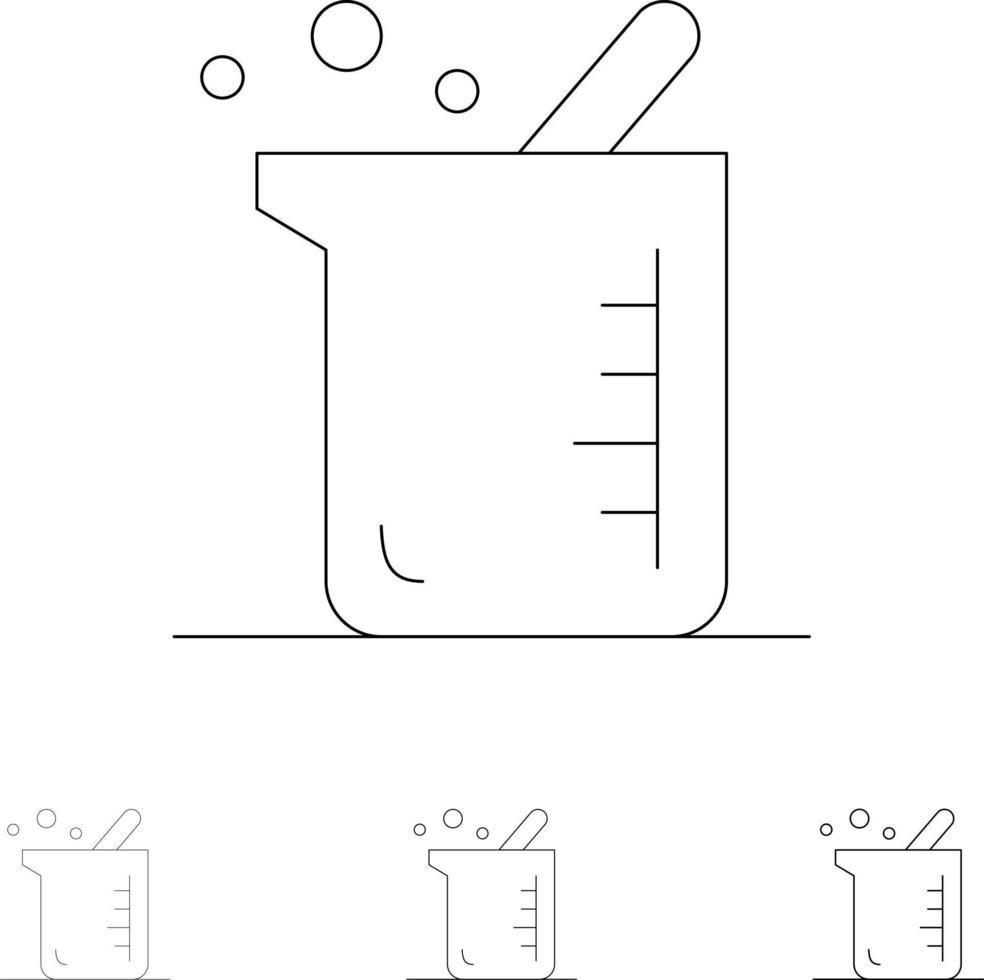 größerer Biochemie-Biologie-Chemie-Icon-Set mit fetten und dünnen schwarzen Linien vektor