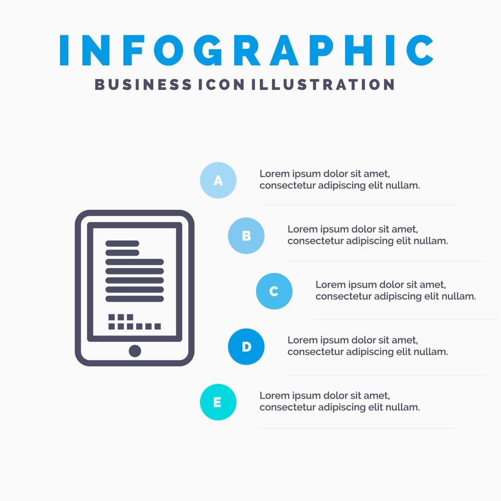 mobil kodning hårdvara cell blå infographics mall 5 steg vektor linje ikon mall