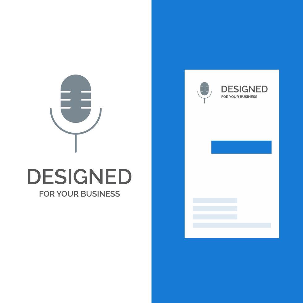 Mikrofon-Mikrofon-Soundshow graues Logo-Design und Visitenkartenvorlage vektor