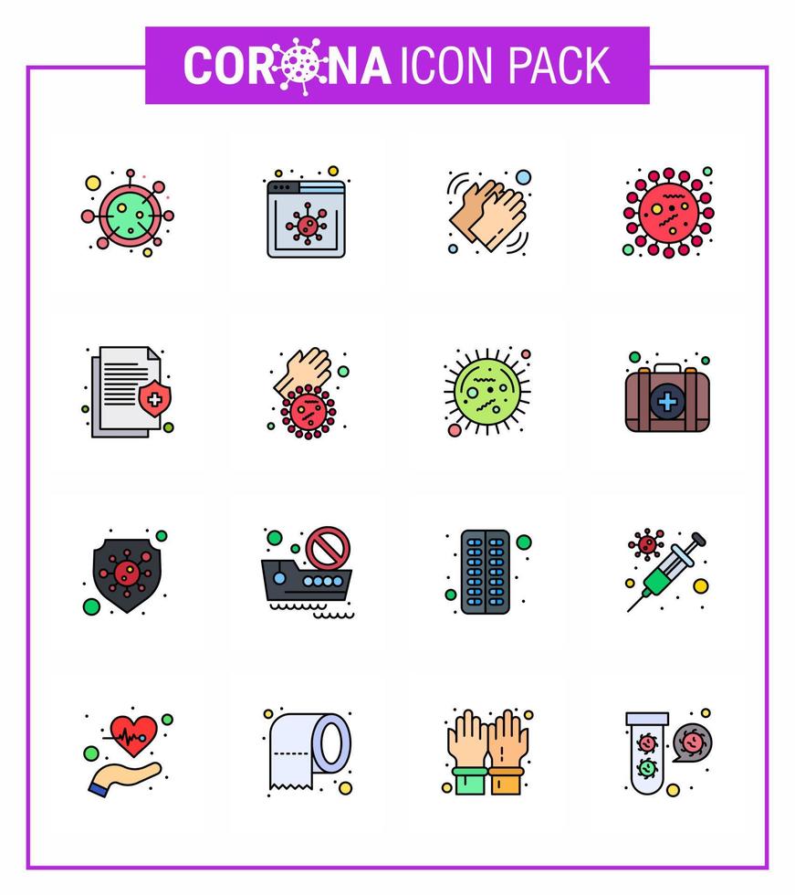 korona virus 2019 och 2020 epidemi 16 platt Färg fylld linje ikon packa sådan som bakterie covid händer coronavirus vård viral coronavirus 2019 nov sjukdom vektor design element