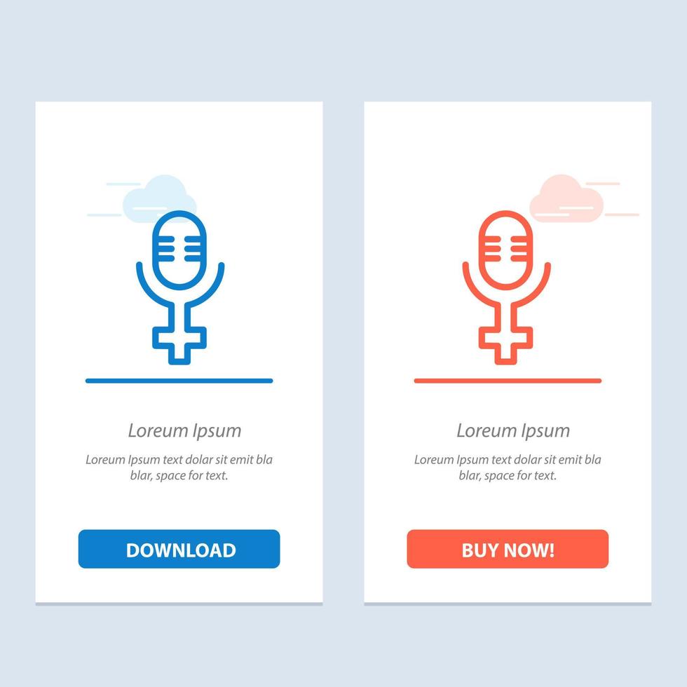 mikrofonaufnahme blau und rot jetzt herunterladen und kaufen web-widget-kartenvorlage vektor