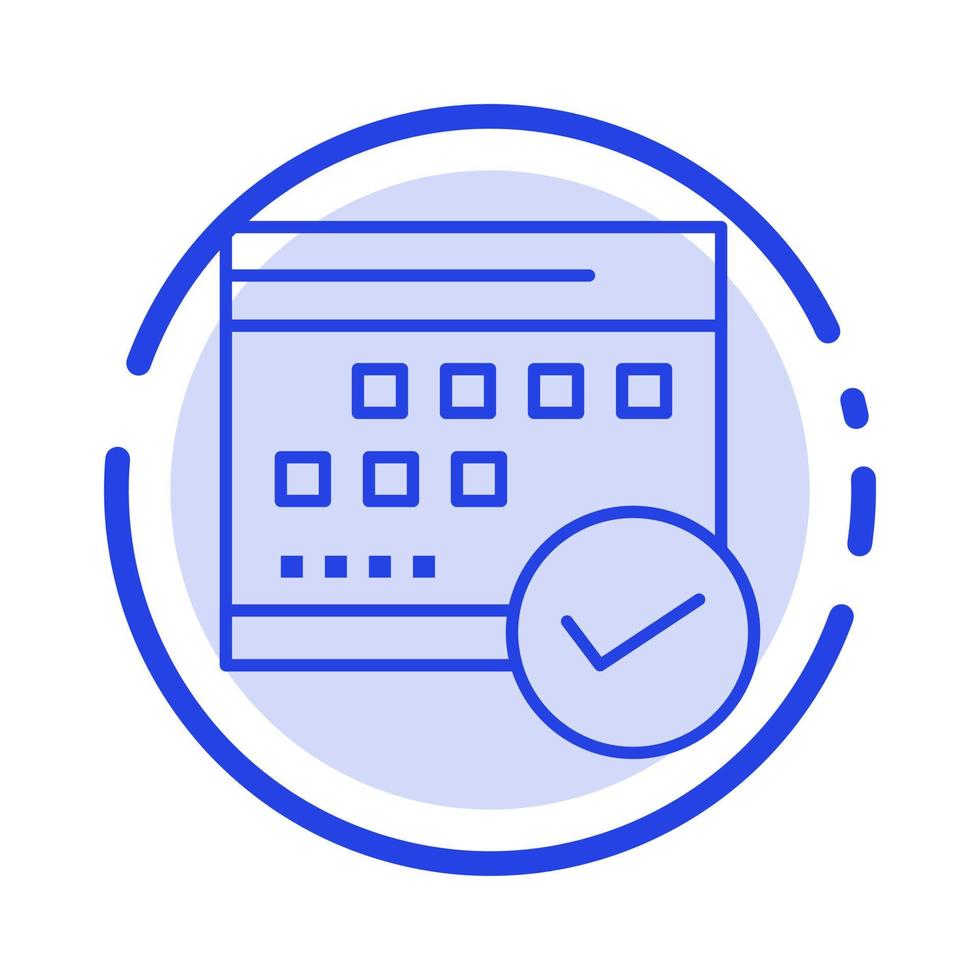 schema godkänd företag kalender händelse planen planera blå prickad linje linje ikon vektor