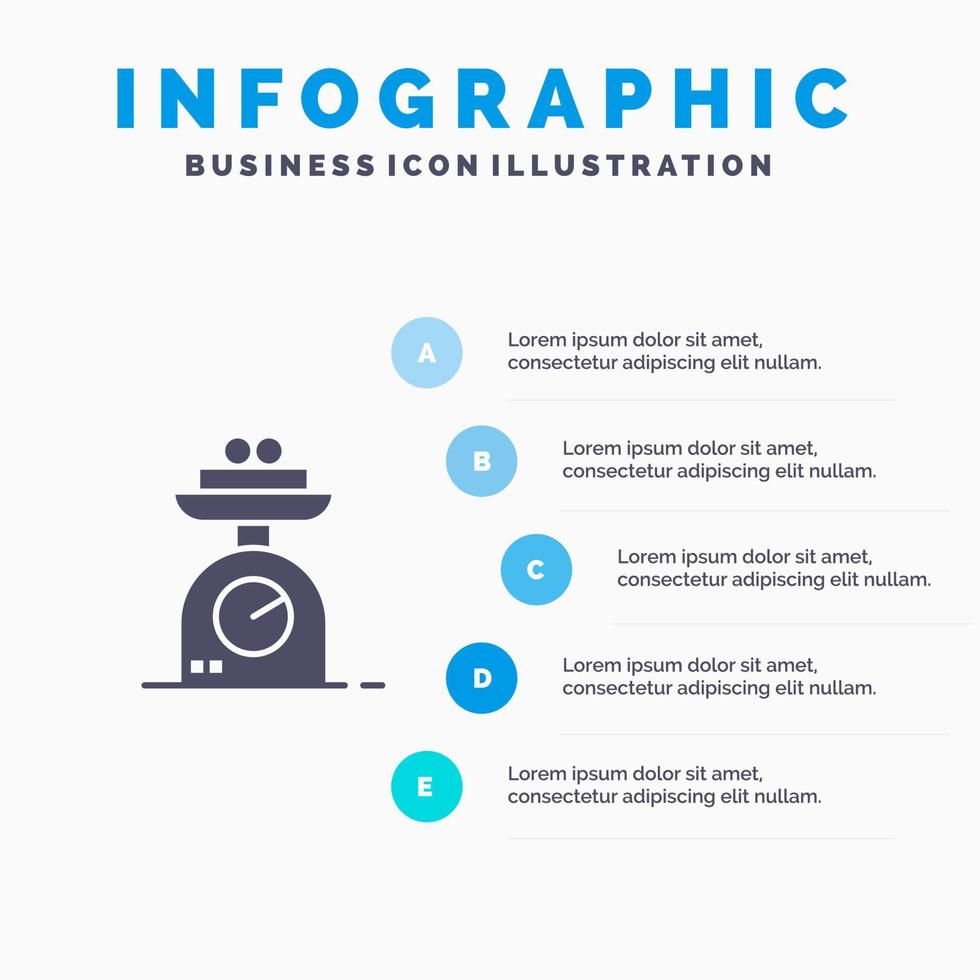 maschinenwaage wiegen gewicht infografiken präsentationsvorlage 5 schritte präsentation vektor