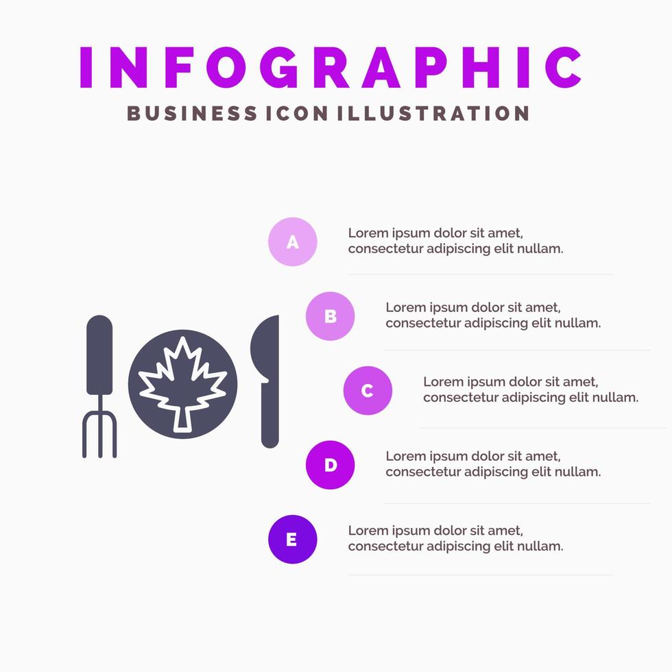 middag höst kanada blad fast ikon infographics 5 steg presentation bakgrund vektor