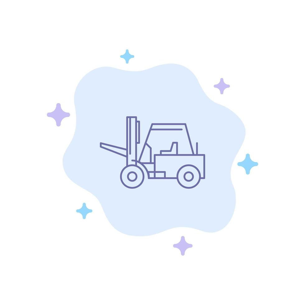 lyftaren lyft lastbil transport blå ikon på abstrakt moln bakgrund vektor