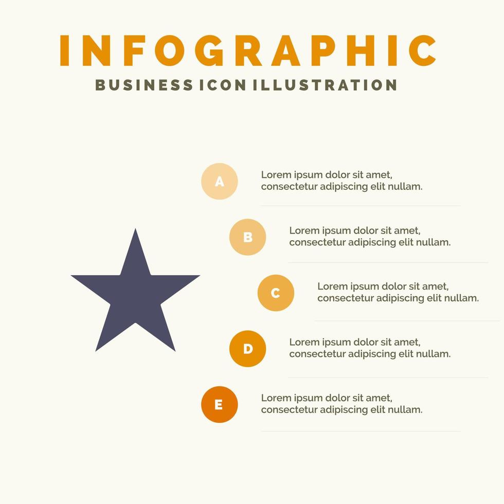 Lesezeichen Star Media solides Symbol Infografiken 5 Schritte Präsentationshintergrund vektor