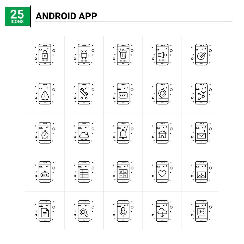 25 android app ikon uppsättning vektor bakgrund