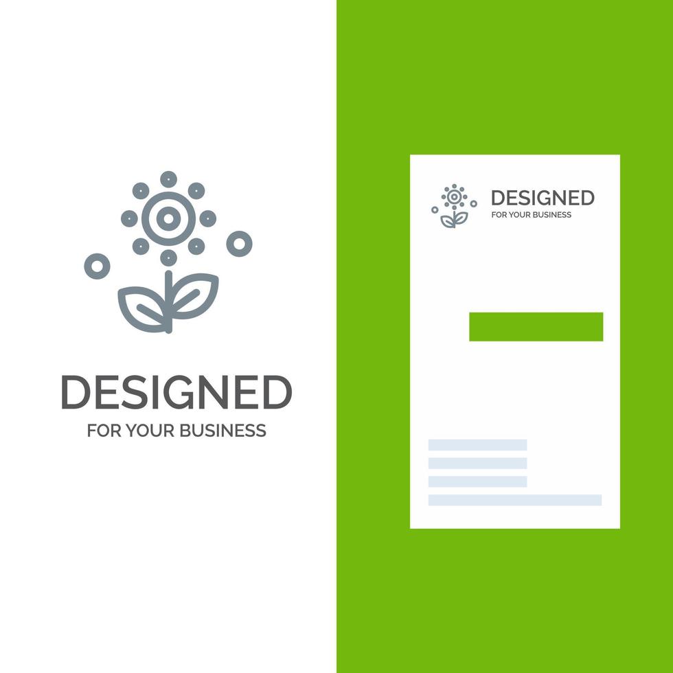 blomma växt reste sig vår grå logotyp design och företag kort mall vektor