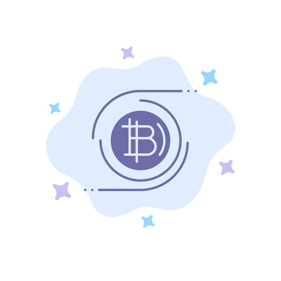 bitcoins bitcoin blockchain kryptowährung dezentralisiertes blaues symbol auf abstraktem wolkenhintergrund vektor