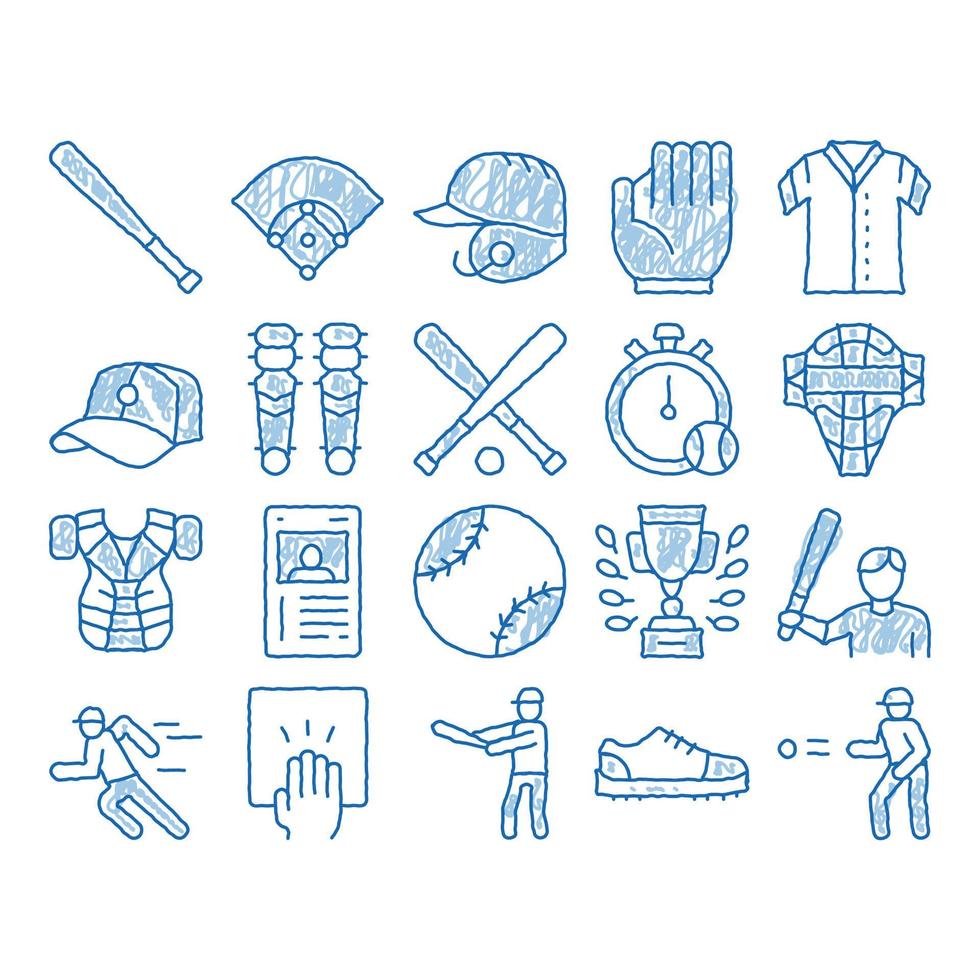 handgezeichnete illustration des baseballspiel-werkzeugsymbols vektor