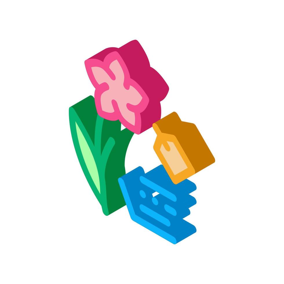 blomma märka pris isometrisk ikon vektor illustration