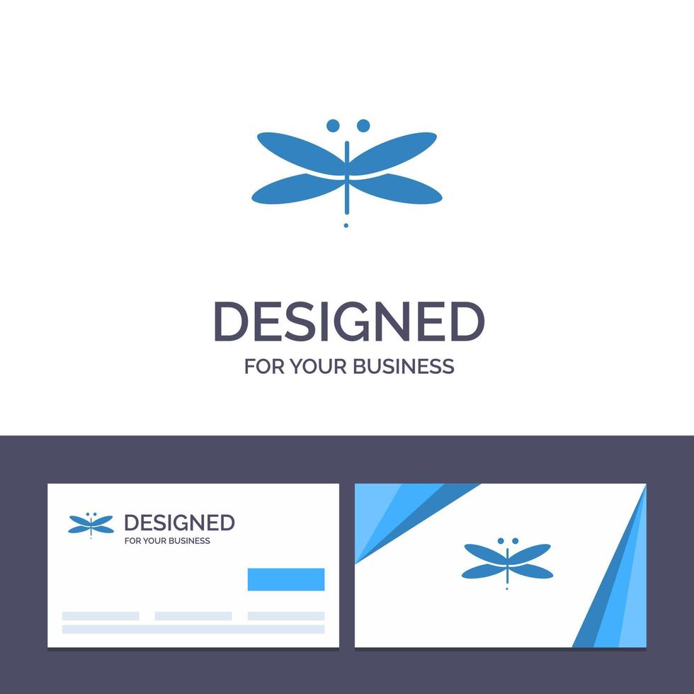 kreative visitenkarte und logo-vorlage drachenlibelle drachen fliegen frühlingsvektorillustration vektor