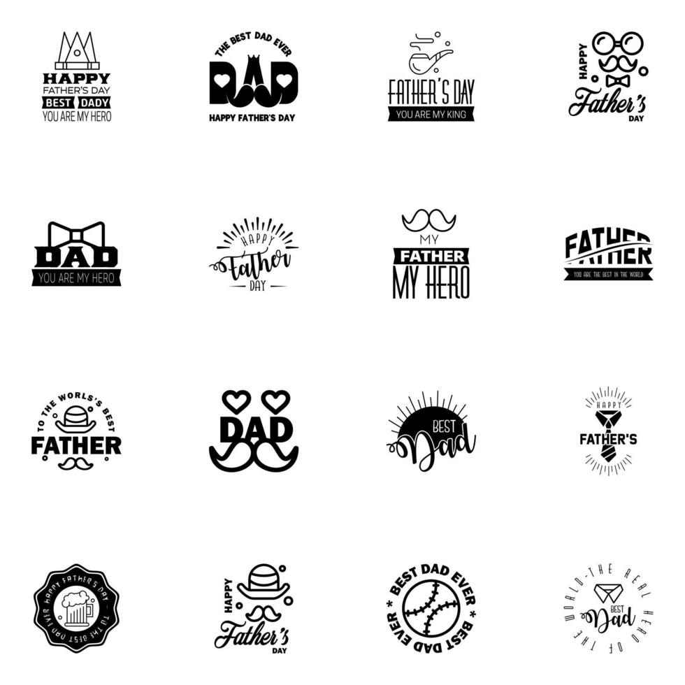 Happy Fathers Day 16 schwarze Schrift Happy Fathers Day editierbare Vektordesign-Elemente vektor