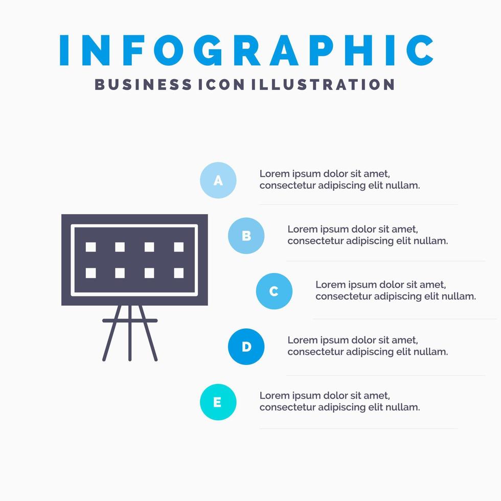 alphabet tafel bildung präsentation solide symbol infografiken 5 schritte präsentation hintergrund vektor