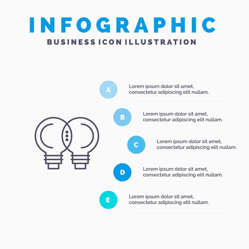 aning innovation mekaniker tänkande linje ikon med 5 steg presentation infographics bakgrund vektor