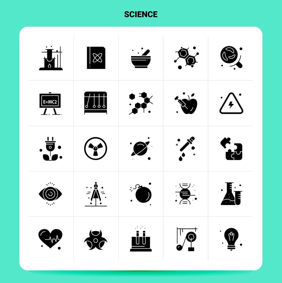 solide 25 Wissenschaft Icon Set Vektor Glyphe Stil Design schwarze Icons Set Web und mobile Geschäftsideen Design Vektor Illustration