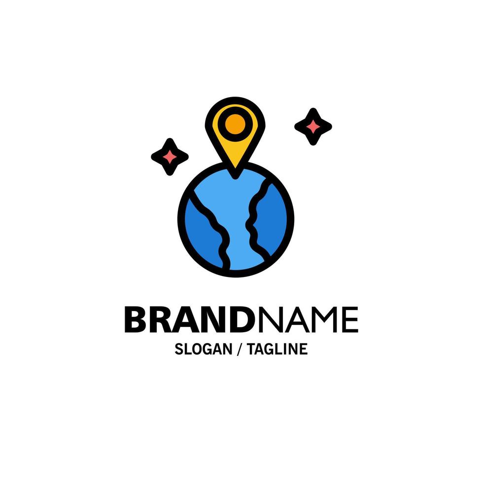Weltkarte Standort Business Logo Vorlage flache Farbe vektor