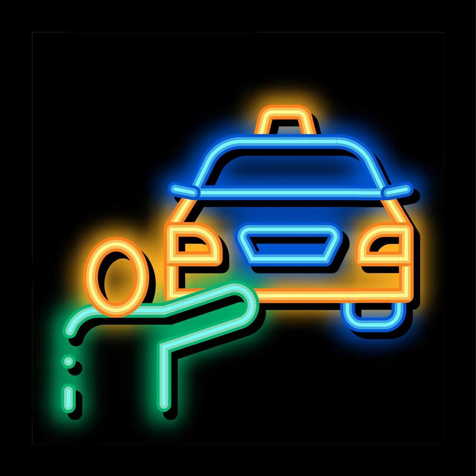 mänsklig lifta uppkopplad taxi neon glöd ikon illustration vektor