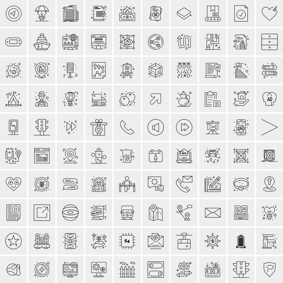 uppsättning av 100 kreativ företag linje ikoner vektor