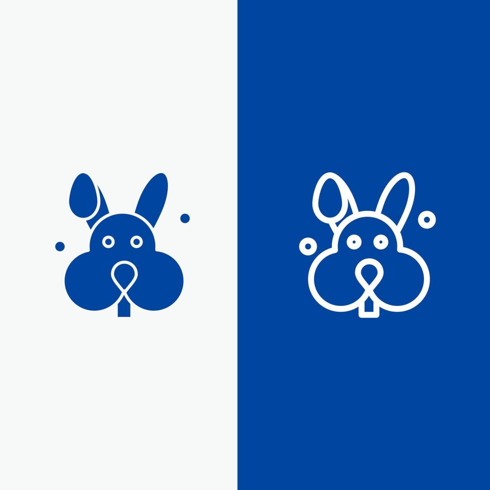 Hase Osterkaninchen Linie und Glyphe festes Symbol blaues Banner Linie und Glyphe festes Symbol blaues Banner vektor