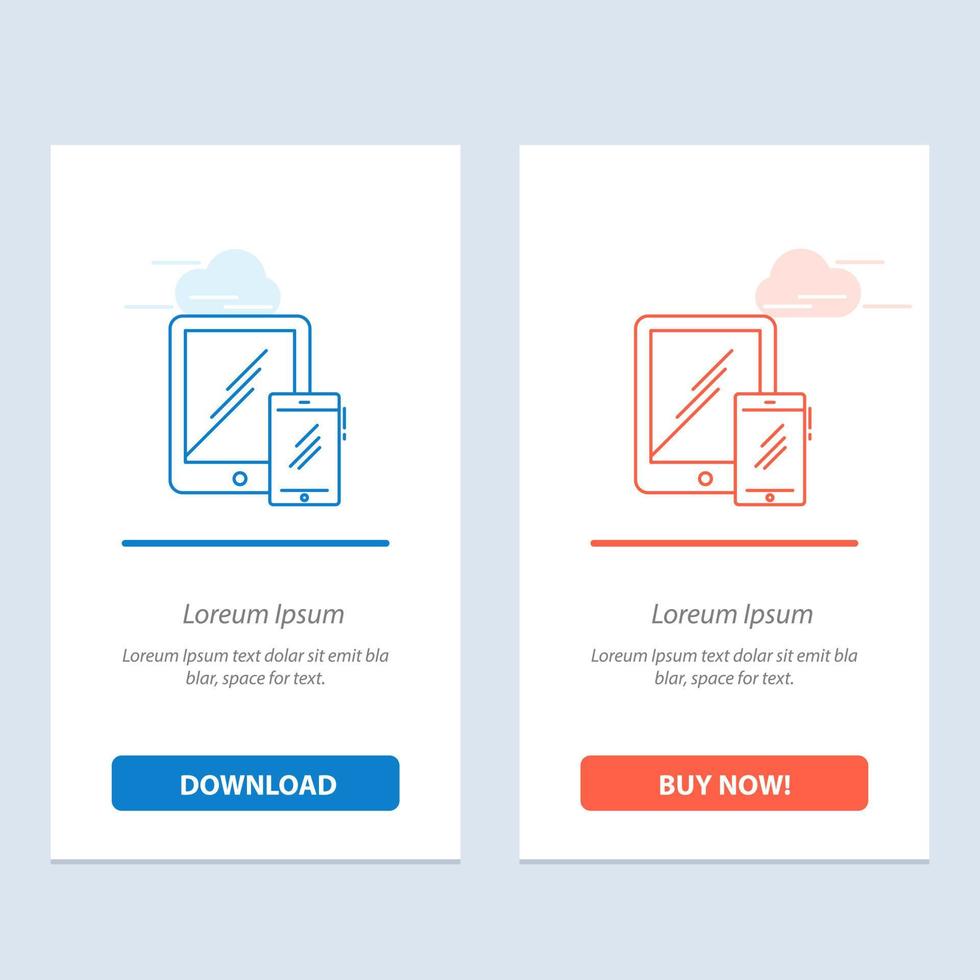 smartphone business mobil tablet telefon blau und rot jetzt herunterladen und kaufen web-widget-kartenvorlage vektor