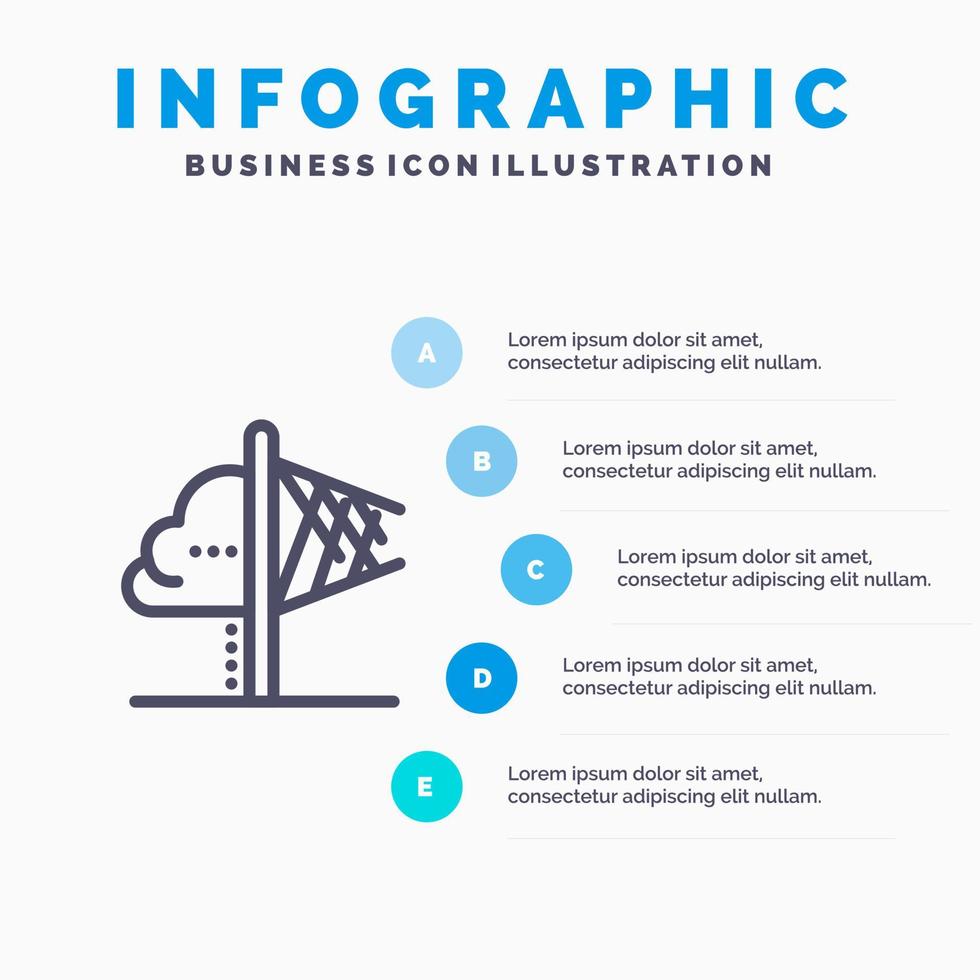 kreativitet aning fantasi insikt inspiration linje ikon med 5 steg presentation infographics bakgrund vektor