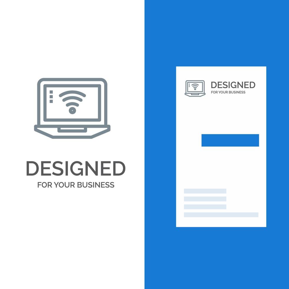 bärbar dator dator signal wiFi grå logotyp design och företag kort mall vektor