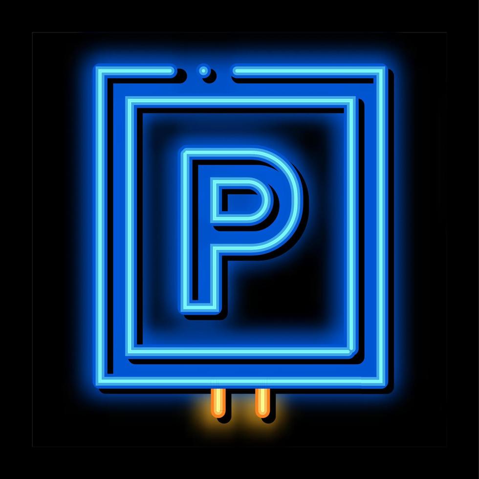 parkering tecken neon glöd ikon illustration vektor