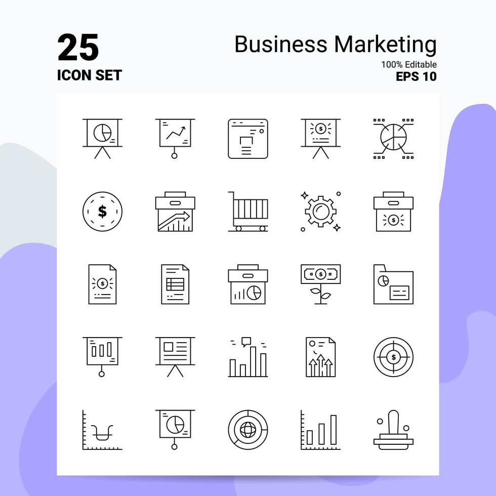 25 Business-Marketing-Icon-Set 100 bearbeitbare Eps 10-Dateien Business-Logo-Konzept-Ideen-Line-Icon-Design vektor