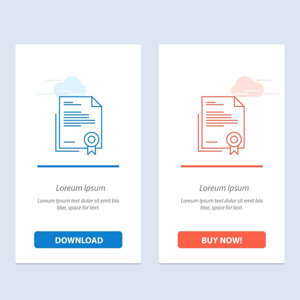 Zertifikat Geschäftsdiplom Rechtsdokument Briefpapier Blau und Rot Jetzt herunterladen und kaufen Web-Widget-Kartenvorlage vektor