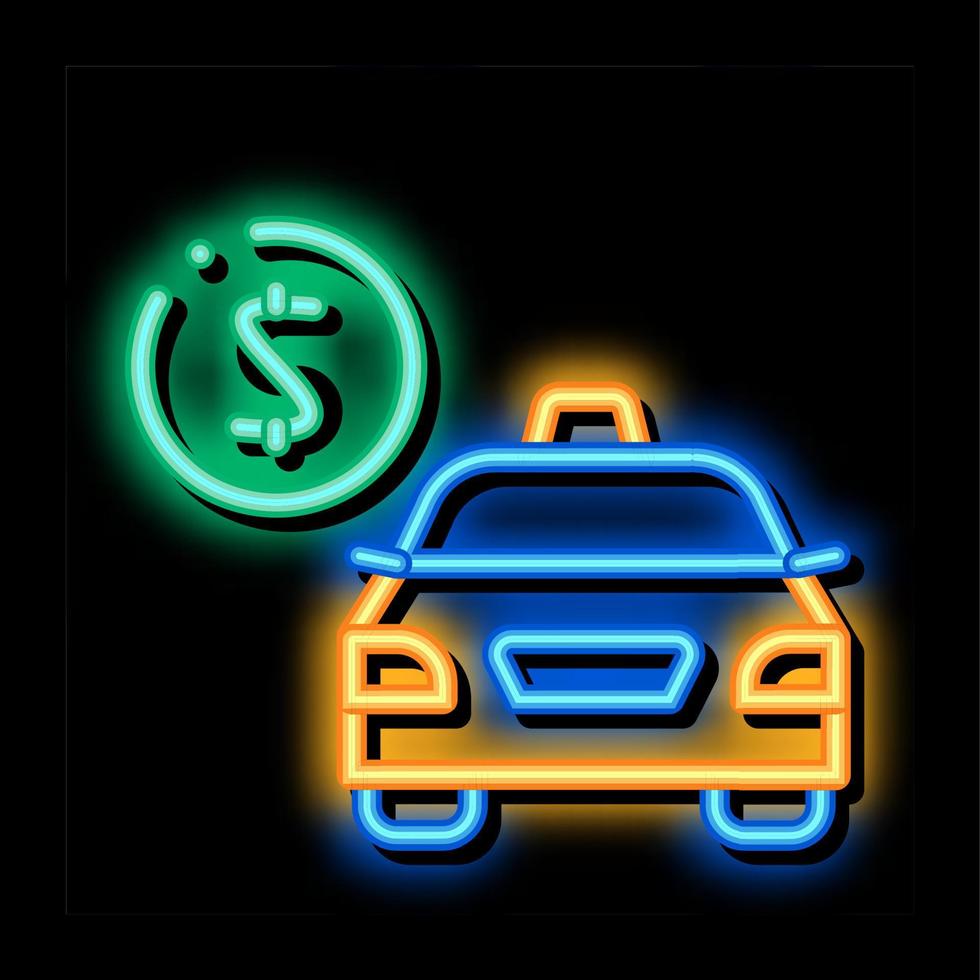 online taxi zahlung neonglühen symbol illustration vektor