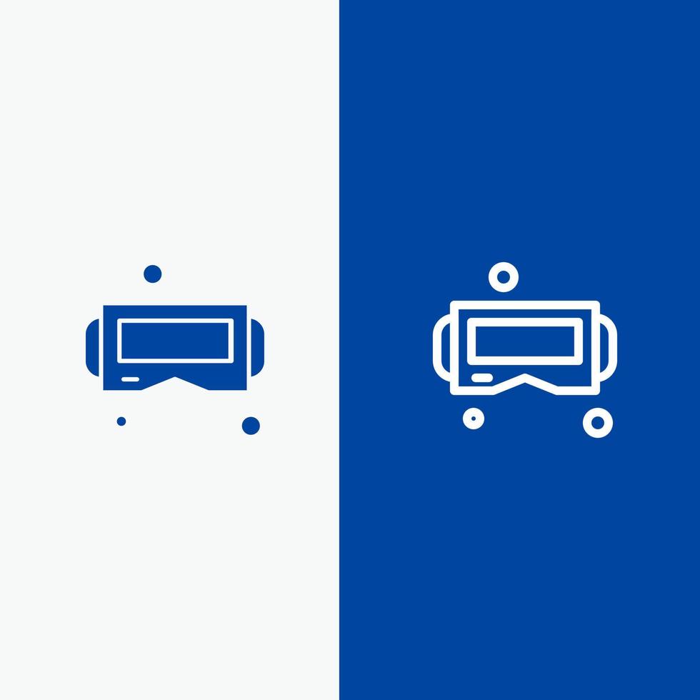 Gerät Brille Google Glass Smart Line und Glyphe solides Symbol blaues Banner Linie und Glyphe solides Symbol blaues Banner vektor