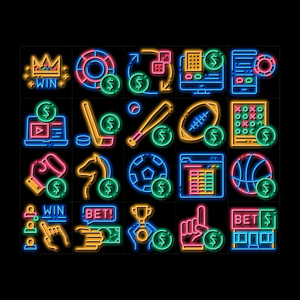 vadhållning och hasardspel neon glöd ikon illustration vektor