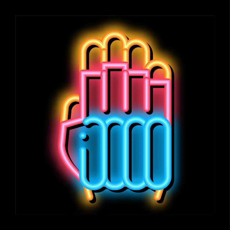 skyddande handske neon glöd ikon illustration vektor