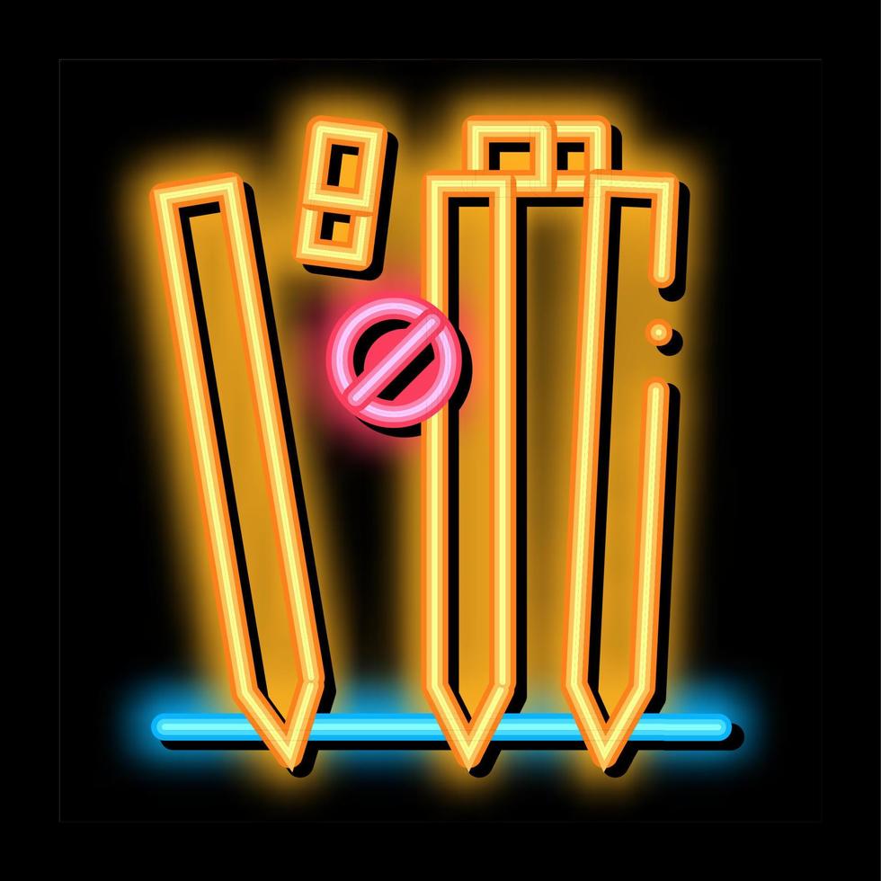 cricket-ausrüstung neonglühen symbol illustration vektor