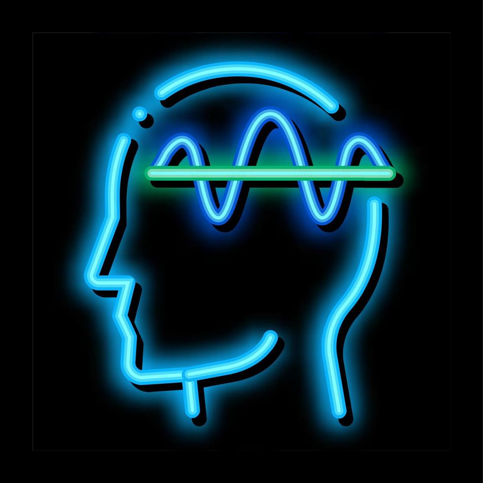 Nervensystem der Kopf-Biohacking-Neonlicht-Symbolillustration vektor