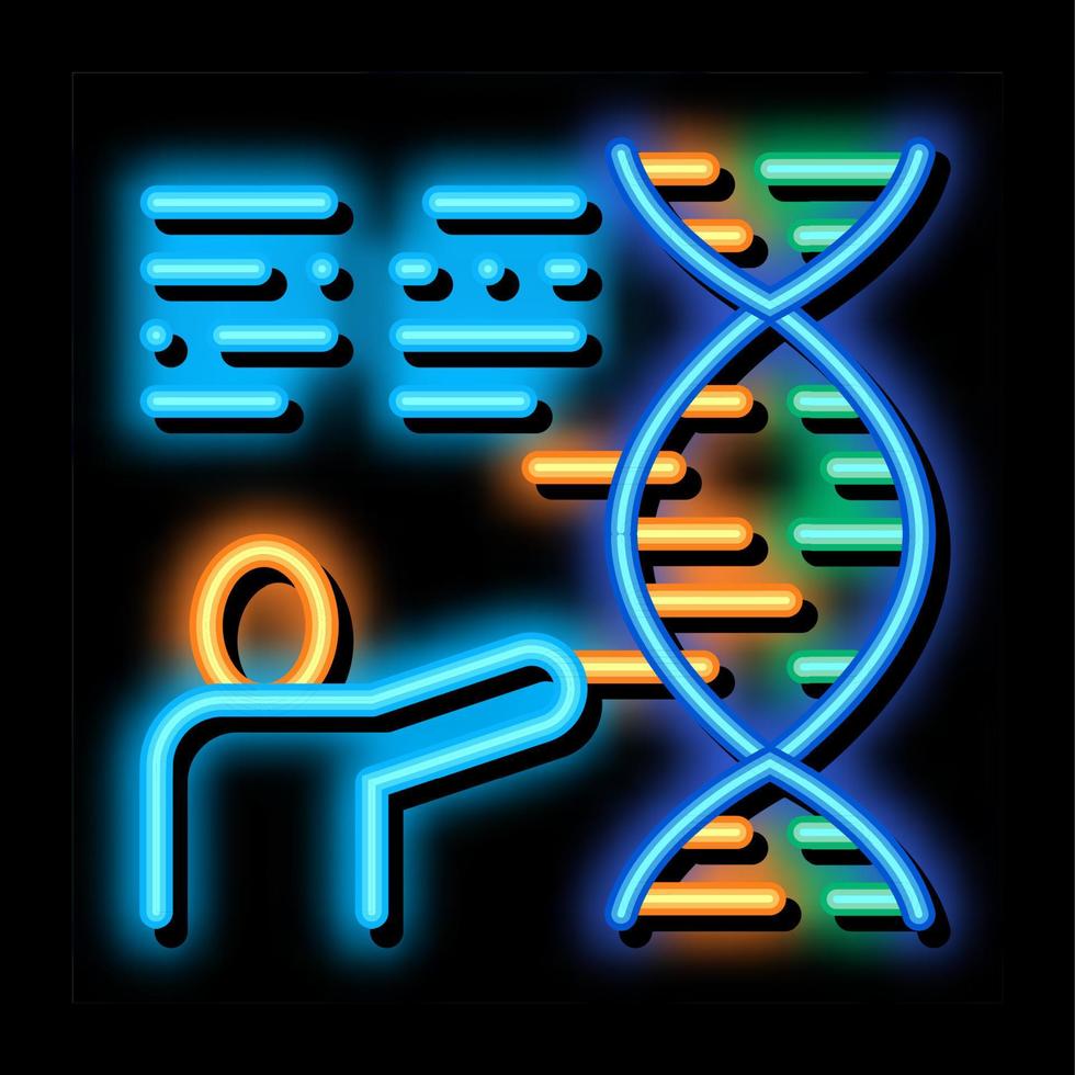 mänsklig genetik forskning biohacking neon glöd ikon illustration vektor