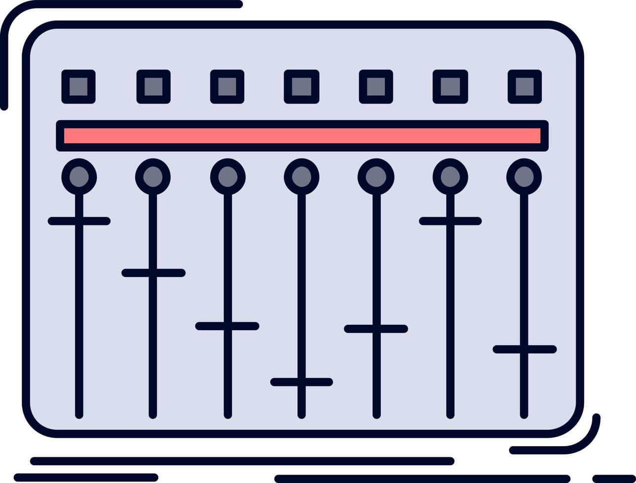 Konsole DJ-Mixer Musikstudio flacher Farbsymbolvektor vektor