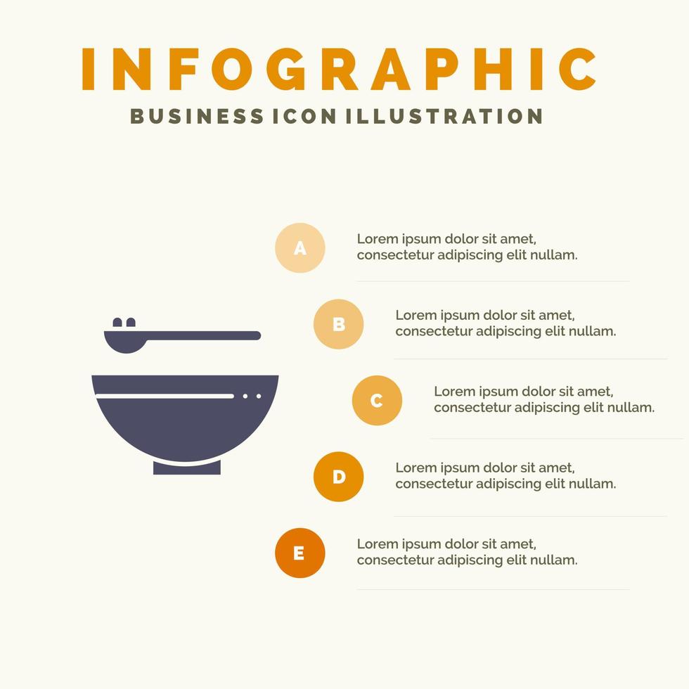 skål mat kök madrigal fast ikon infographics 5 steg presentation bakgrund vektor