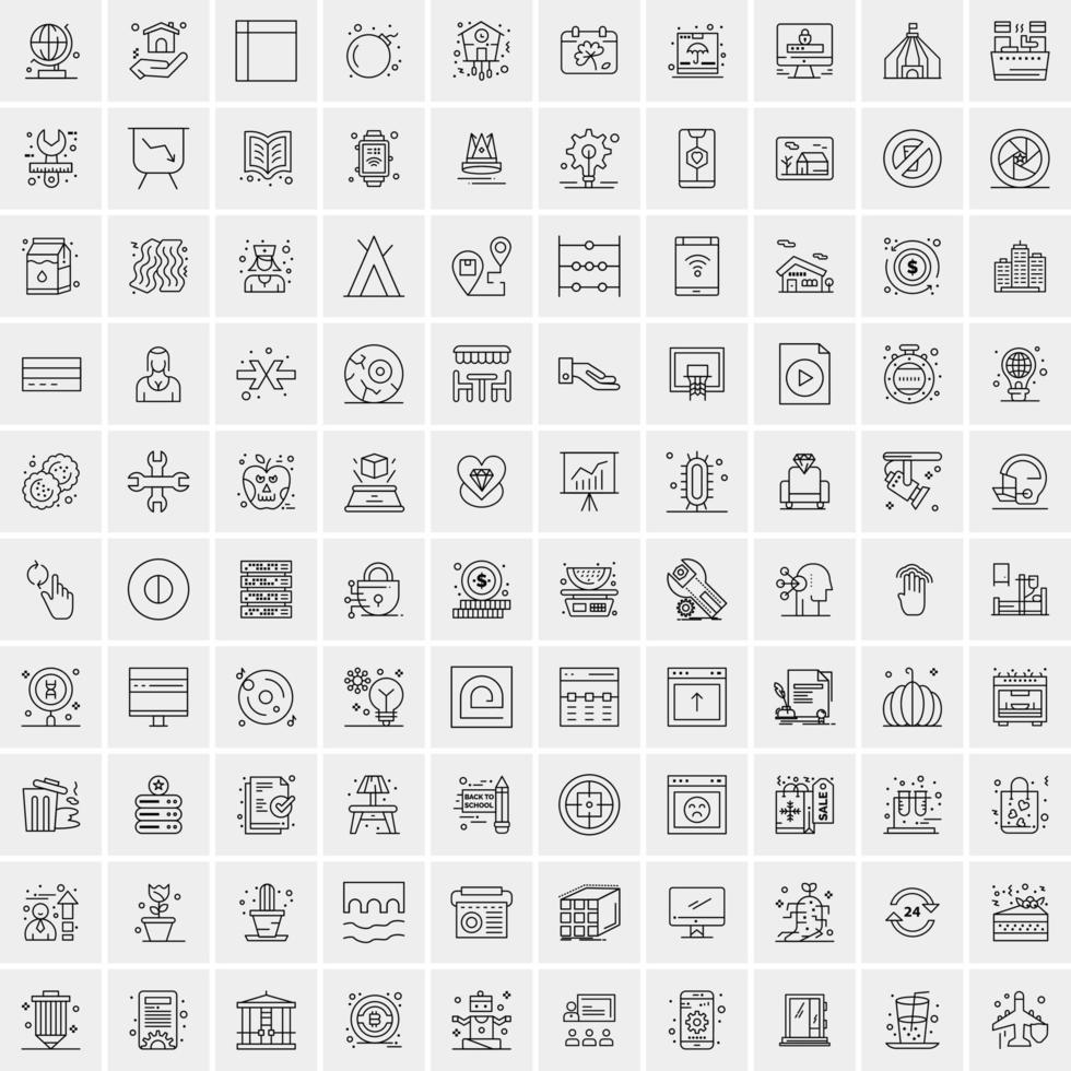 satz von 100 kreativen geschäftszeilensymbolen vektor