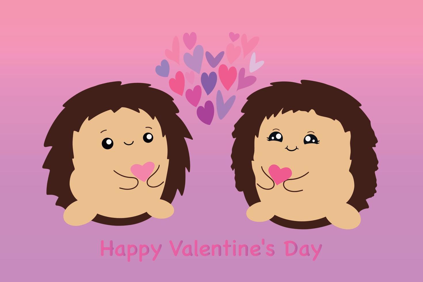 söt igelkottar. valentine med älskare. vektor illustration isolerat på rosa bakgrund