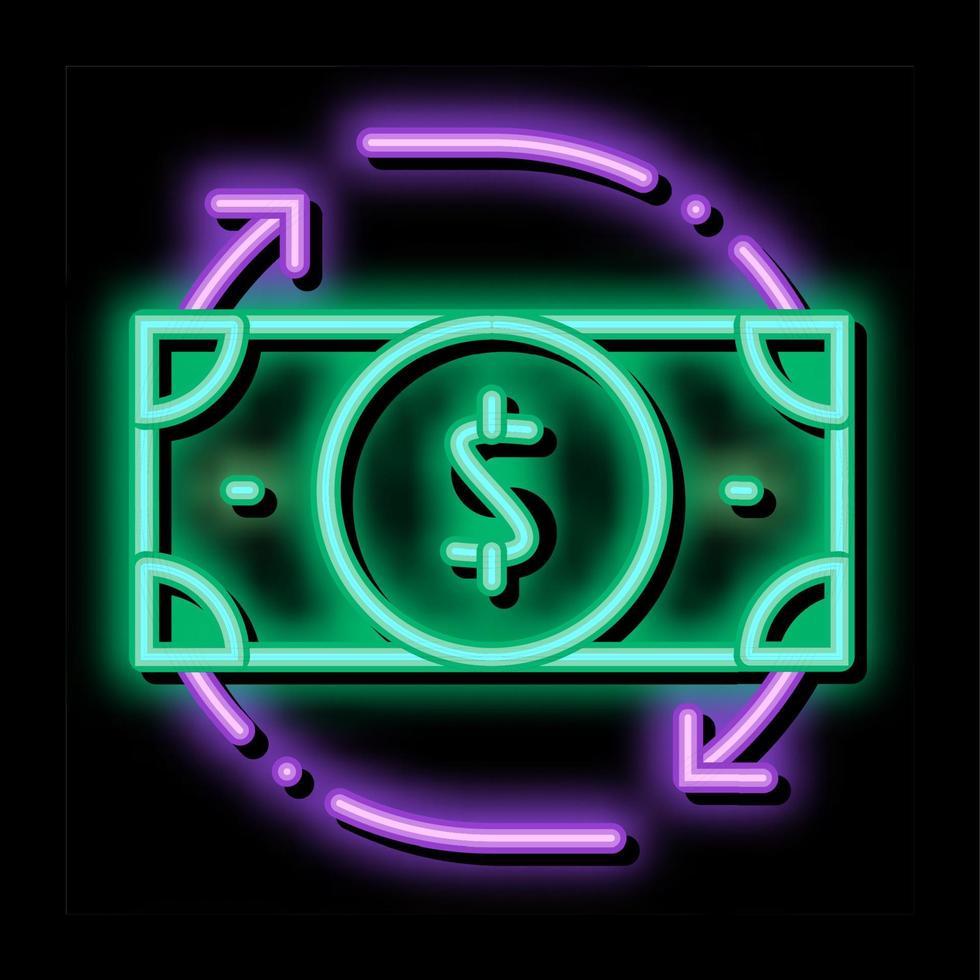 banknote dollar und um pfeile neonglühen symbol illustration vektor