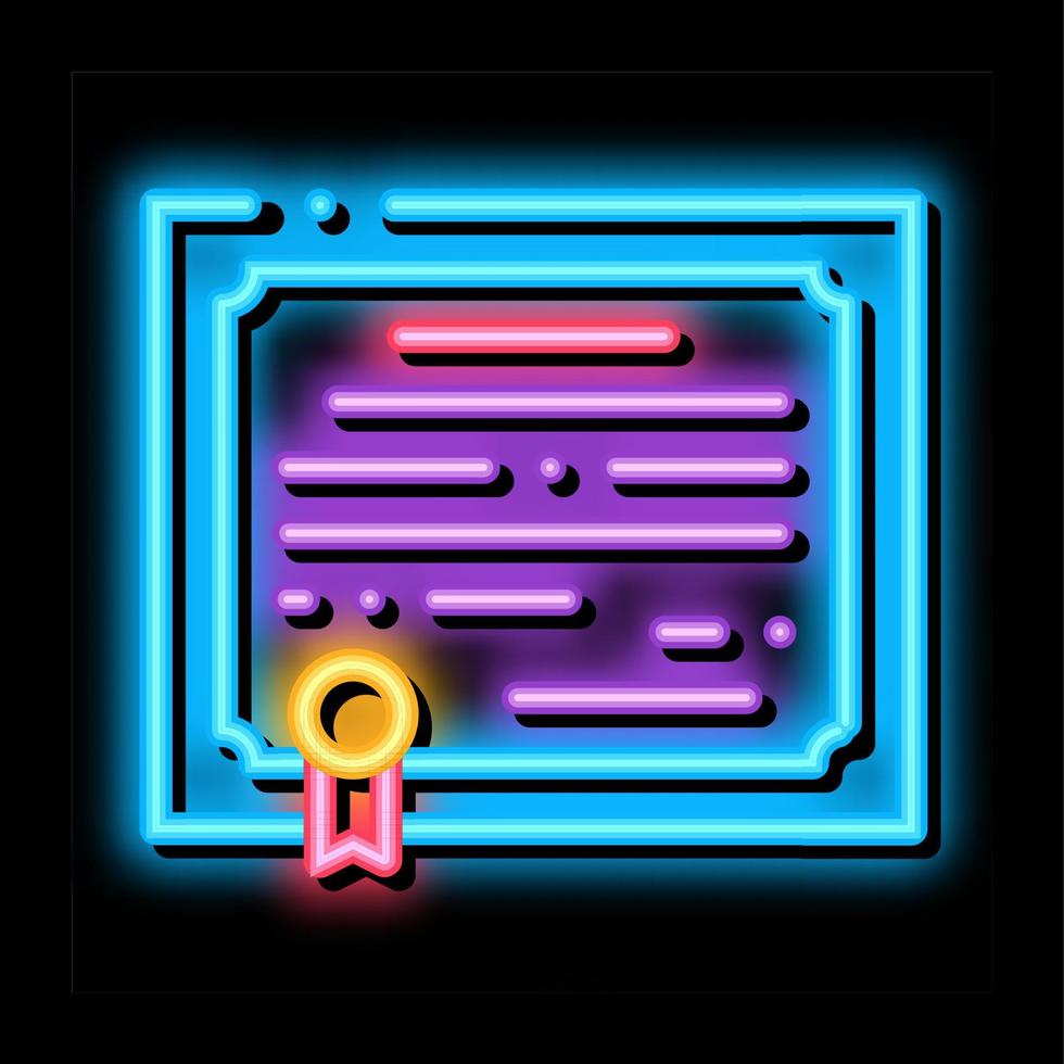 certifikat licens neon glöd ikon illustration vektor