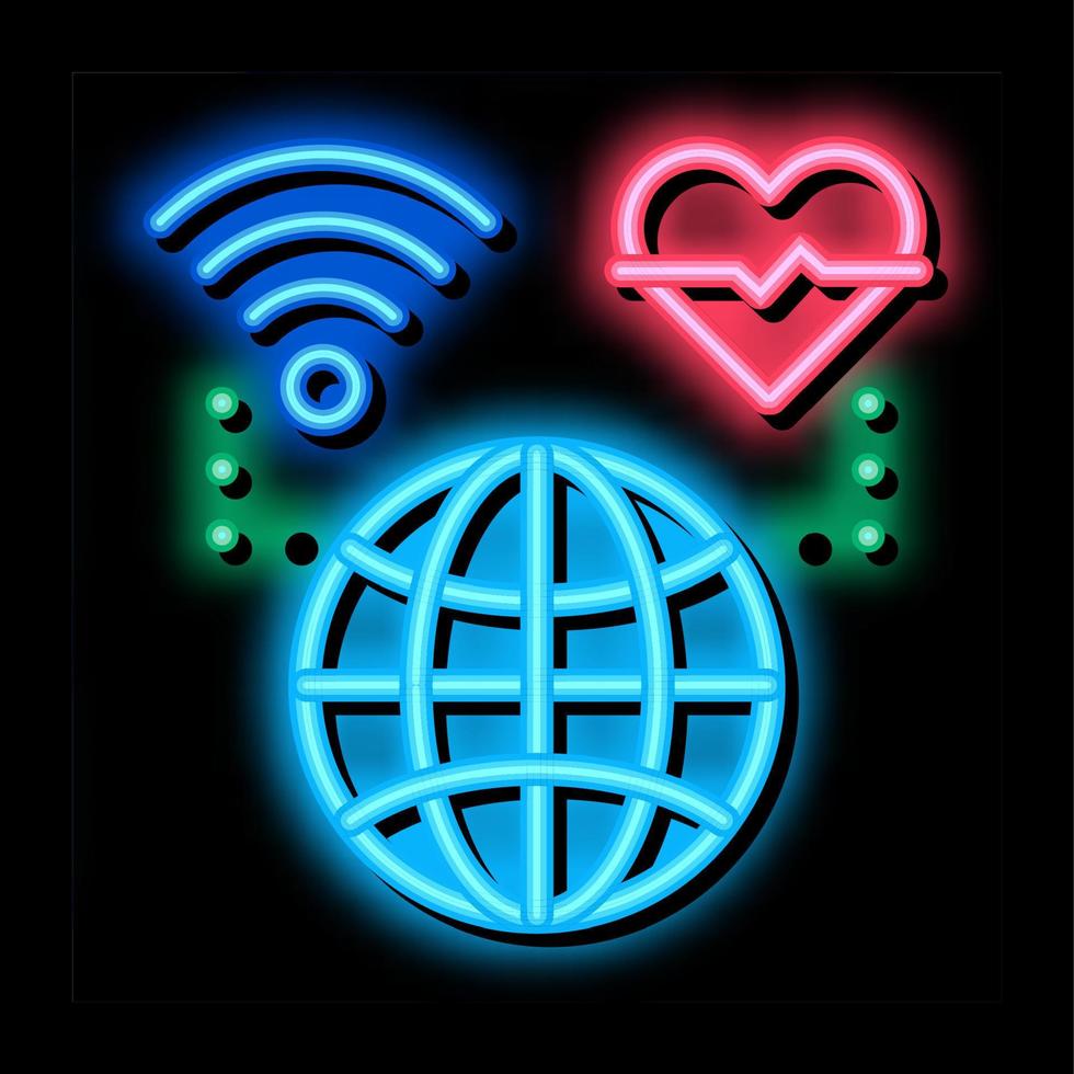 internet distans medicinsk samråd neon glöd ikon illustration vektor