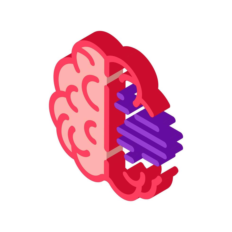 isometrische ikonenvektorillustration der psychischen gesundheit des gehirns vektor