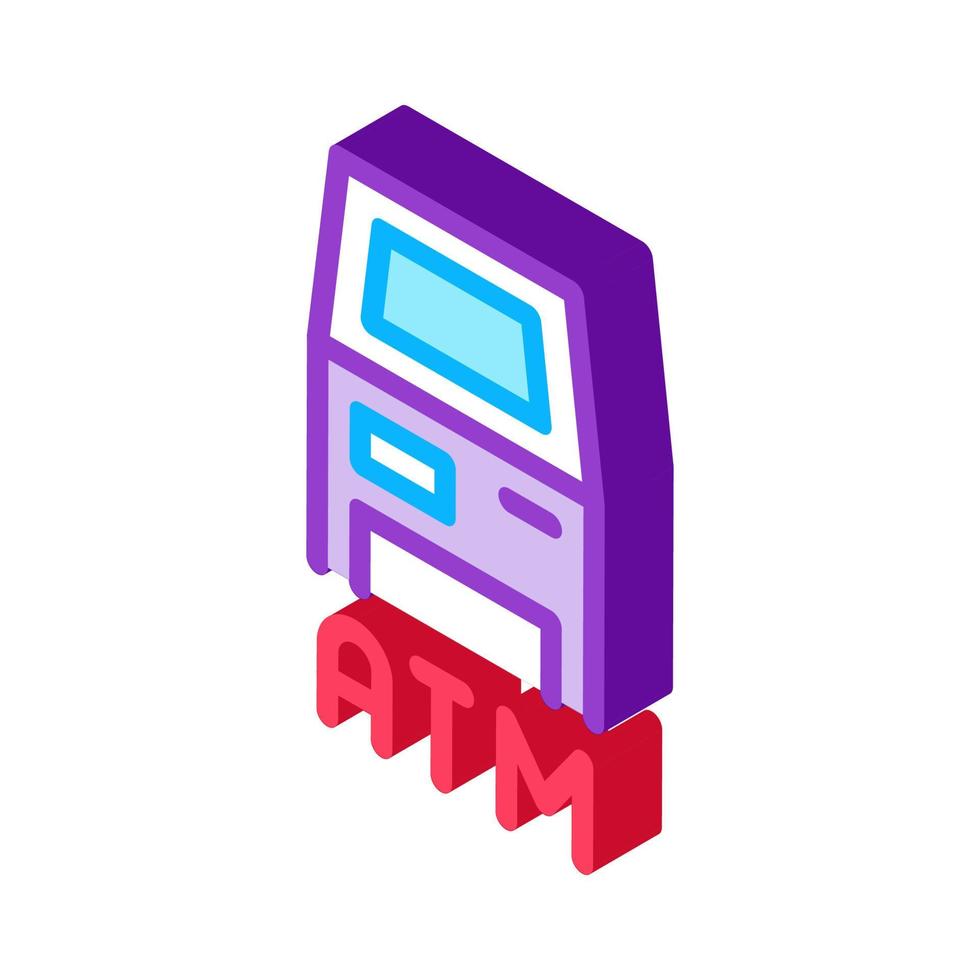 atm-terminal isometrische symbolvektorillustration vektor