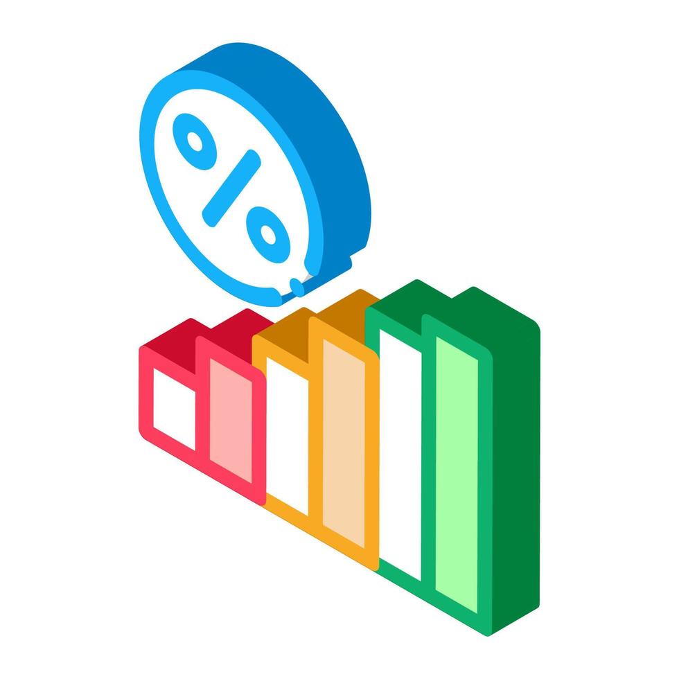 interesse steigende statistiken isometrische symbolvektorillustration vektor