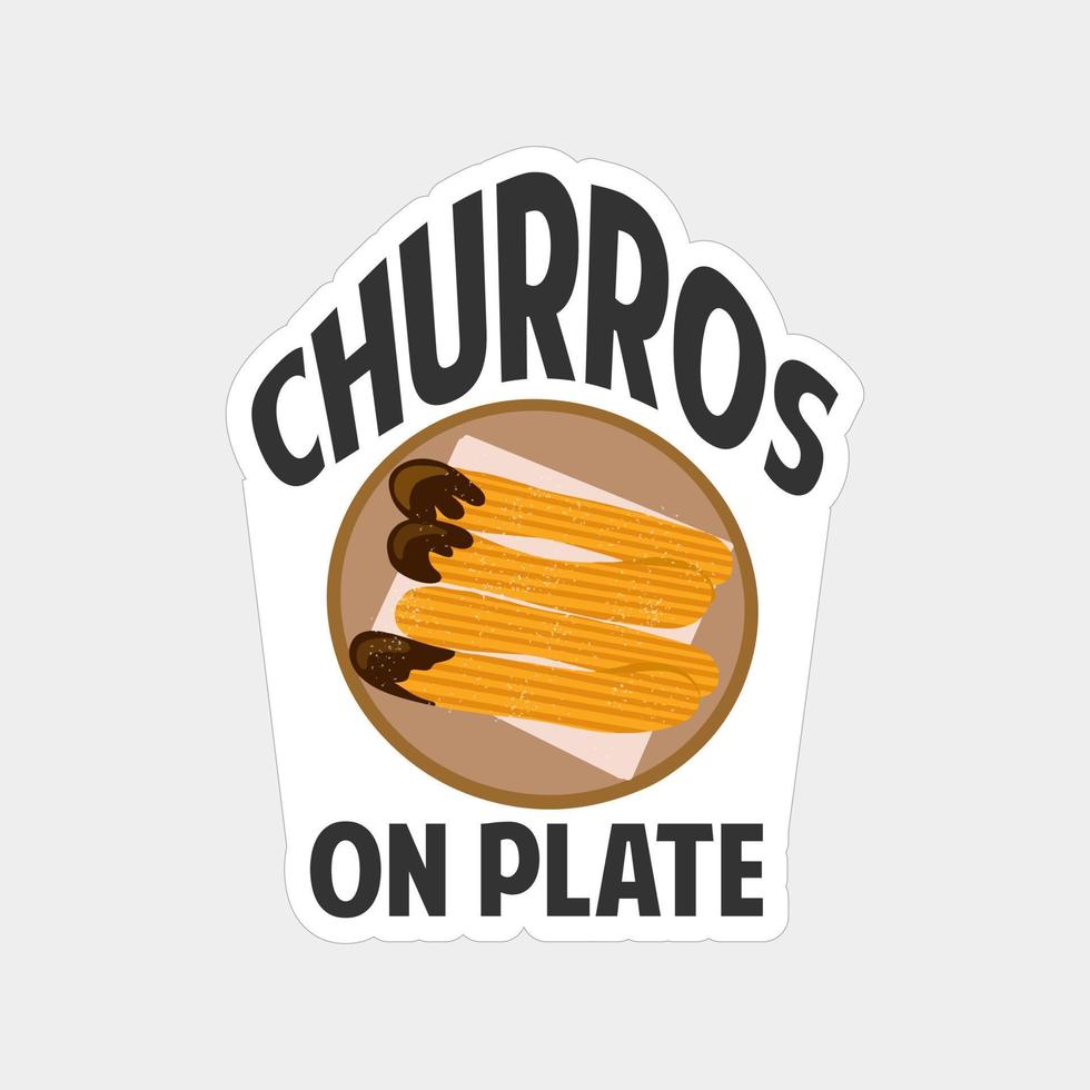 Churros-Aufkleber druckbare Grafikdesign auf weißem Hintergrund vektor